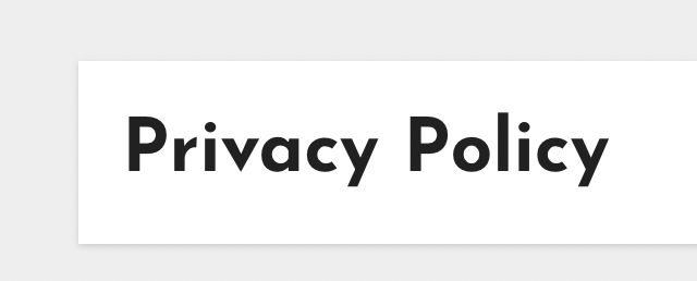 Privacy Policy Privacy Policy